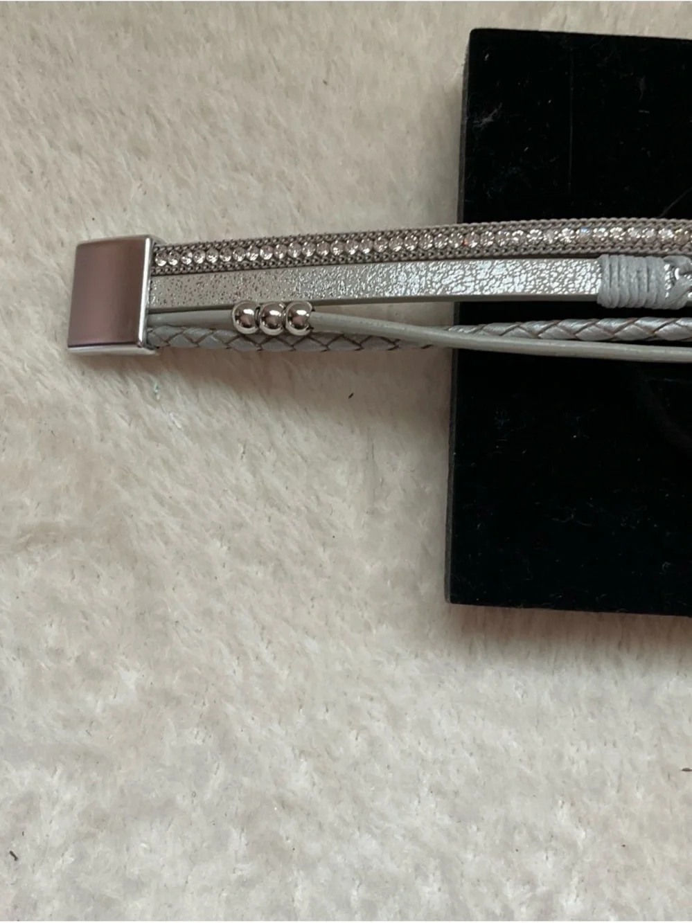 Silver Multi-Chain Bracelet with Interlocking Ring Accent
